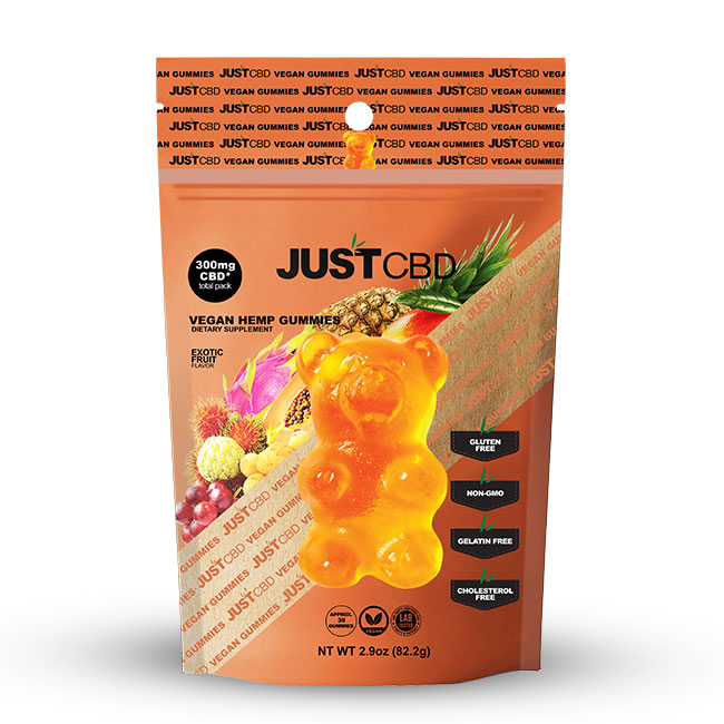 JUST CBD VEGAN HEMP GUMMIES EXOTIC FRUIT 300MG