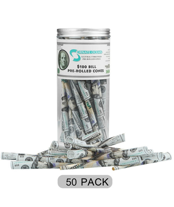 Ornate Ocean Pre Rolled Cones 50 Pack (DOLLAR BILLS)