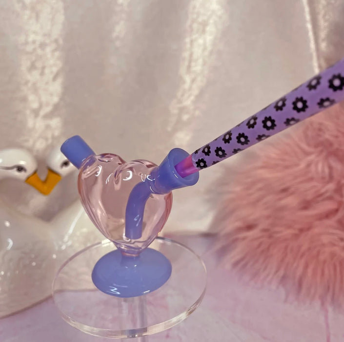 BURNING LOVE Mini Heart Bubbler- pink and purple