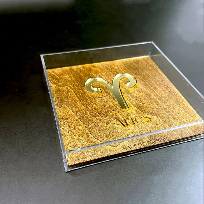 Haus of Topper Objects Aries Wood & Gold Mirrored Acrylic Rolling Tray