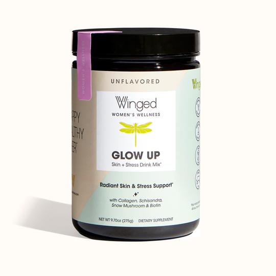 WINGED WOMEN'S WELLNESS Glow Up Collagen & Stress Powder with Biotin and Tremella