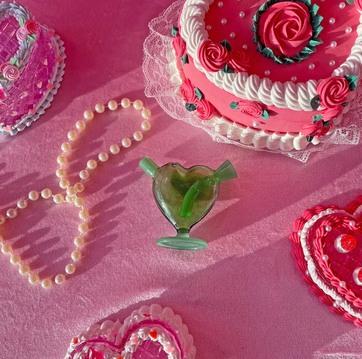 BURNING LOVE Mini Heart Bubbler- jade