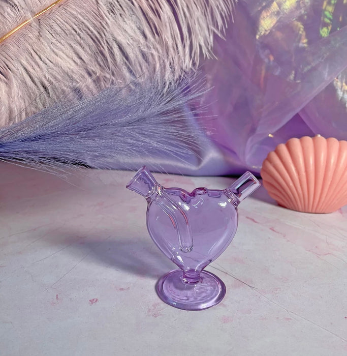 BURNING LOVE Mini Heart Bubbler- LAVENDER