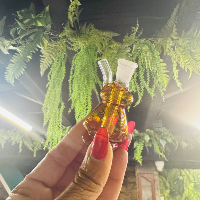 Art Deco Blown Glass Mini Bubbler - AMBER