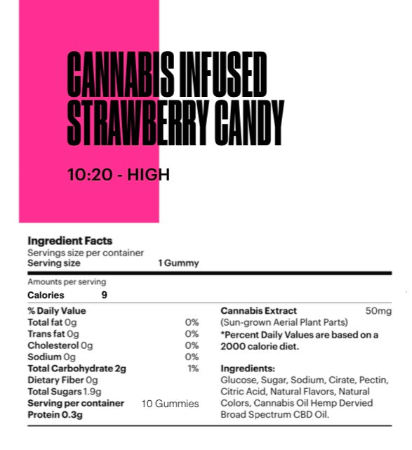 STUDIO TBD CANNABIS INFUSED STRAWBERRY CANDY 10:20 - HIGH