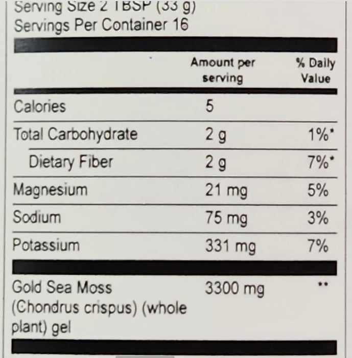 Wildcrafted Gold Sea Moss Gel 16 oz Fresh Made Daily by Sea Moss Organics LLC