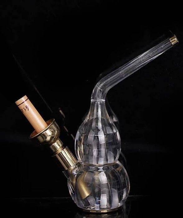 Mini Glass Water smoking Pipe with gold accent