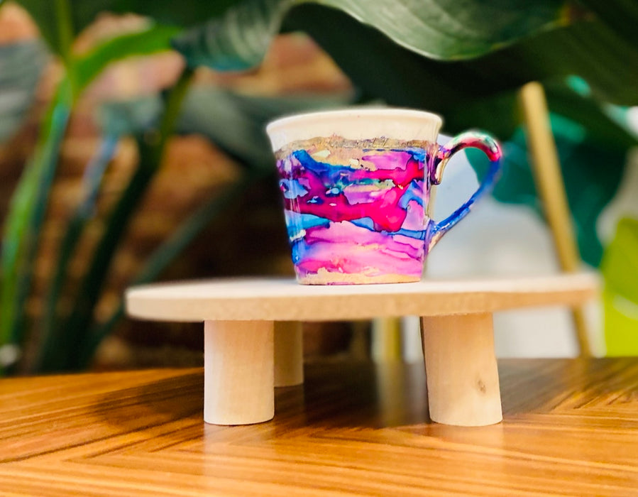 Soleil Bris Handmade Bright Purple with Pink and Blue swirl hand made Mug
