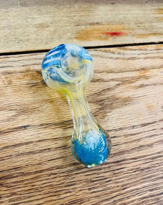 Simple Worked Spoon Pipe | 3.25"-3.5" | BLUE PUFFY