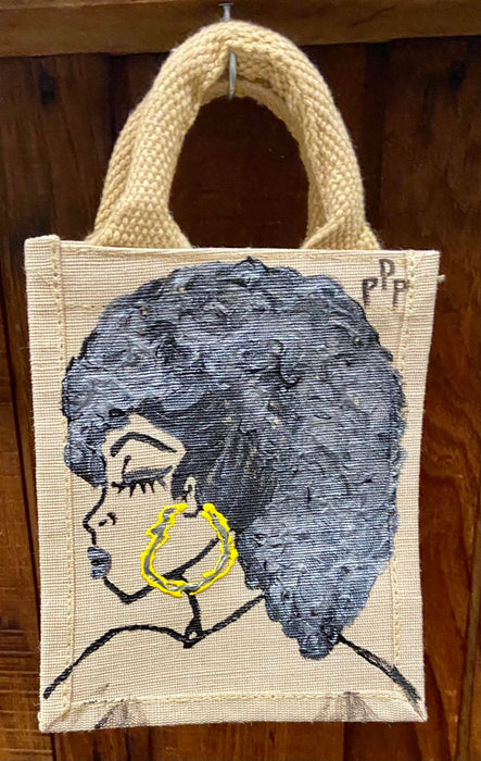 PPP Artwork Hand Painted Small Tote- GREY MOHAUK FRO