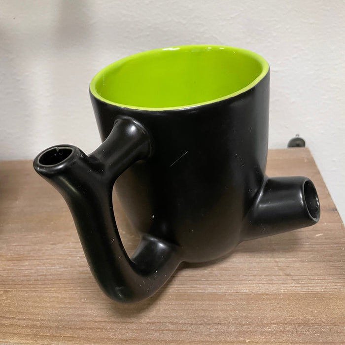 Wake and Bake Mug Coffee Smoking Mug - Ceramic Pipe Mug GREEN