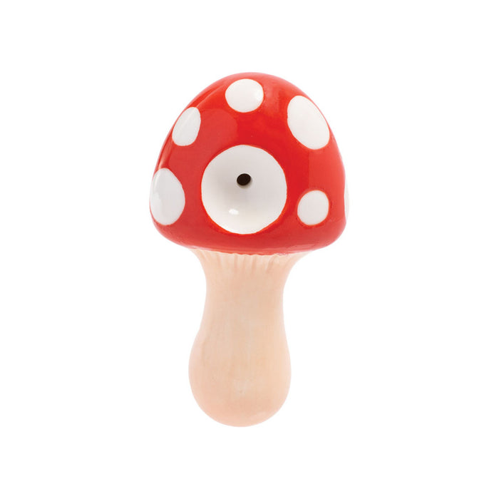 Wacky Bowlz Mushroom Ceramic Pipe | 3.5" RED