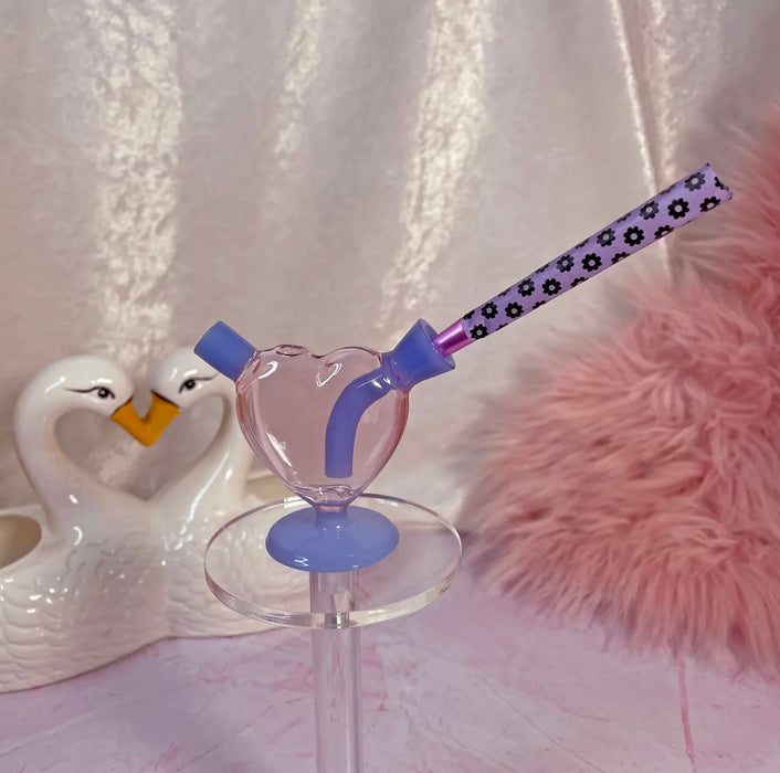 BURNING LOVE Mini Heart Bubbler- pink and purple