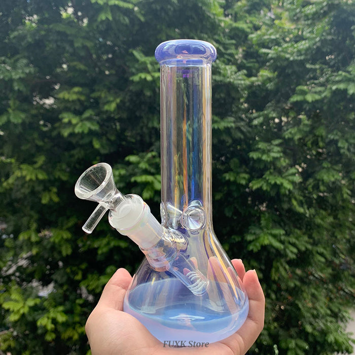 Happy Buds 10" Glass Bong with White iridescent base