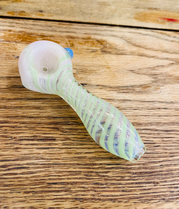 Simple Worked Spoon Pipe | 3.25"-3.5" | WHITE SWIRLIE