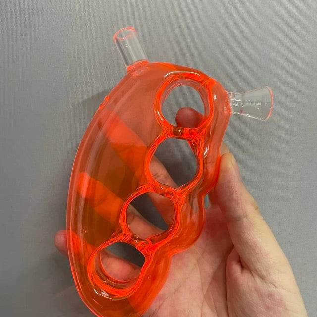 Happy Buds Glass Knuckle Joint Bubbler Orange
