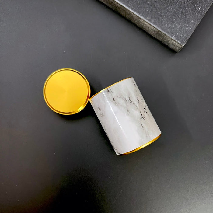 Haus of Topper Objects BLACK & WHITE Marble Stash CANISTER GOLD