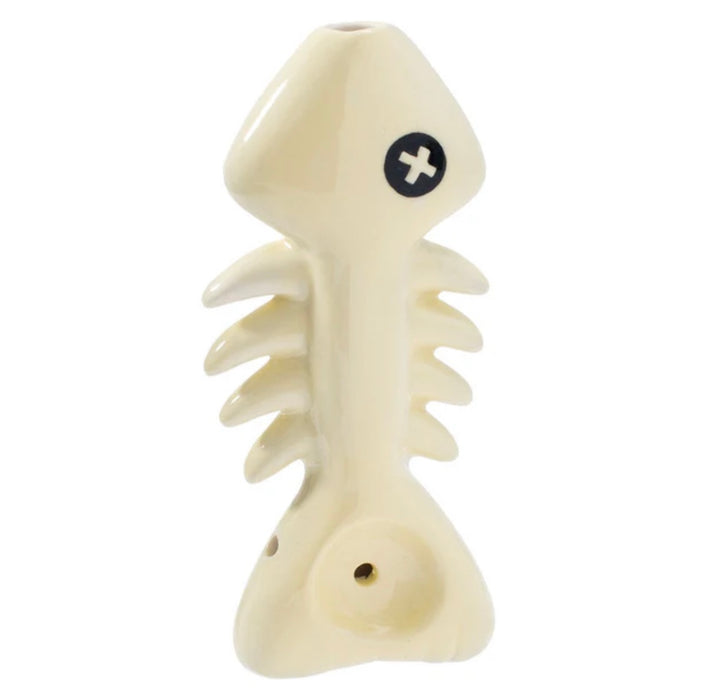 Wacky Bowlz Fish Skeleton Ceramic Pipe | 4"