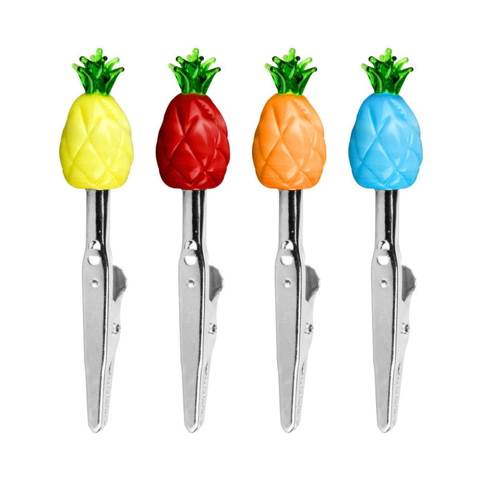 Happy Buds Pineapple Hand Blown Glass Memo Clip - 3" | Colors Vary