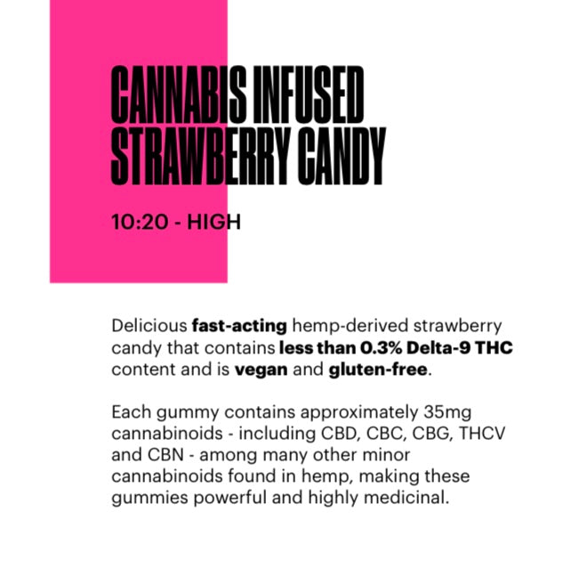 STUDIO TBD CANNABIS INFUSED STRAWBERRY CANDY 10:20 - HIGH