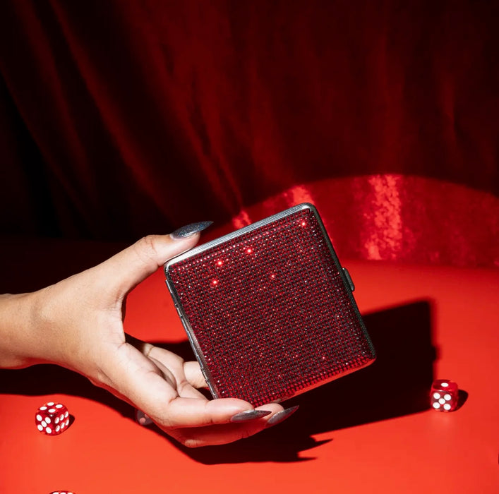 BURNING LOVE Rhinestone Cig Case- Red