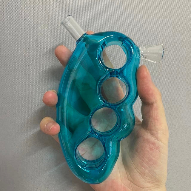 Happy Buds Glass Knuckle Joint Bubbler TURQUOISE
