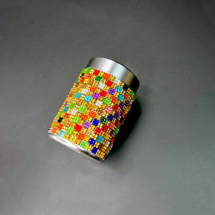 HAUS OF TOPPER OBJECTS Harlequin Crystal Silver Stash Canister