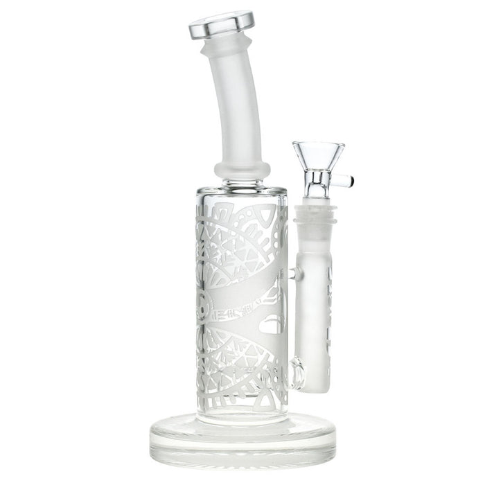 CLEAR GLASS Etched Geometric Water Pipe | 8.5" | 14mm F