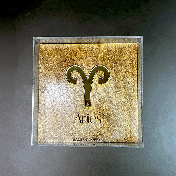 Haus of Topper Objects Aries Wood & Gold Mirrored Acrylic Rolling Tray