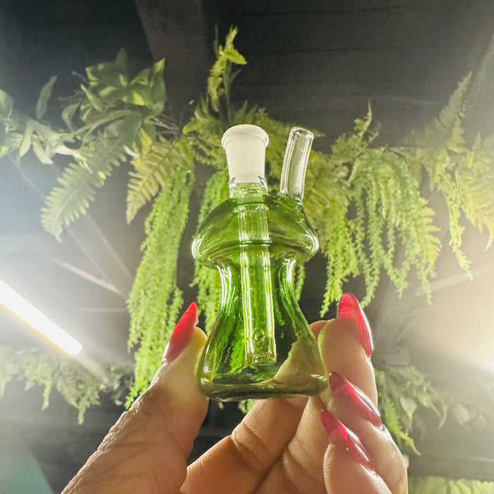 Art Deco Blown Glass Mini Bubbler - GREEN