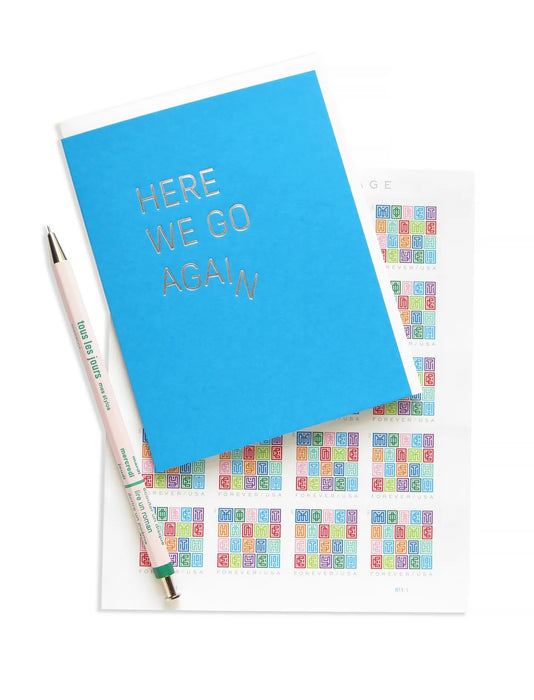 WORD FOR WORD HERE WE GO AGAIN HOT FOIL GREETING CARD