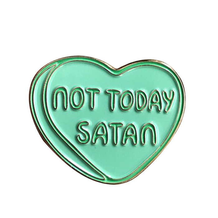 Happy Buds Not Today Satan Turquoise Heart Brooch Pin