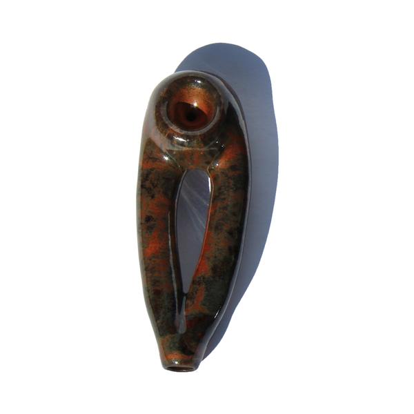 Ceramic Smokeware Dualy Double Barrel Pipe Marble Red