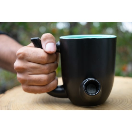 Wake and Bake Mug Coffee Smoking Mug - Ceramic Pipe Mug SEAFOAM