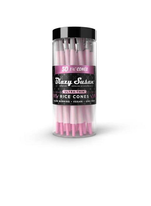 Blazy Susan Ultra Thin Rice Pre-Rolled Cones | 50ct Jar (King Size)