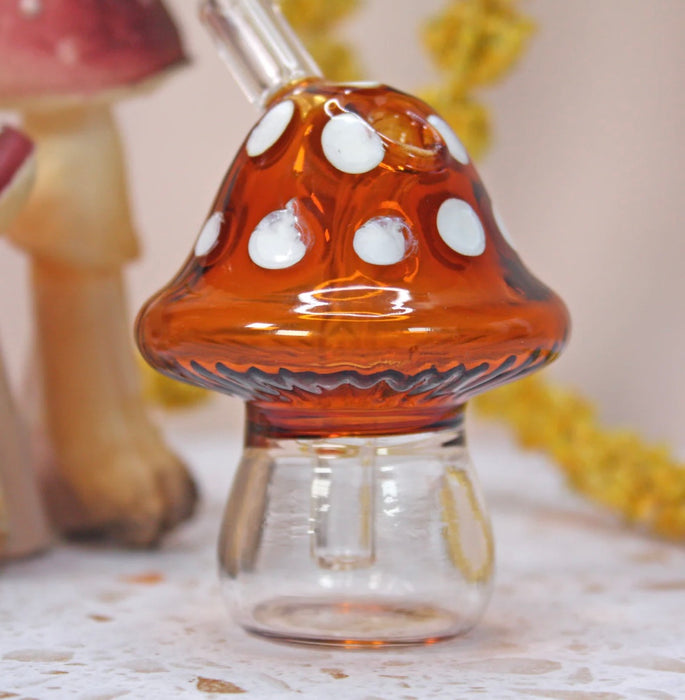 BURNING LOVE Mushroom Joint Bubbler- Amber