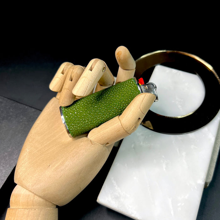 Haus of Topper Objects India Green Shagreen Classic Lighter Case
