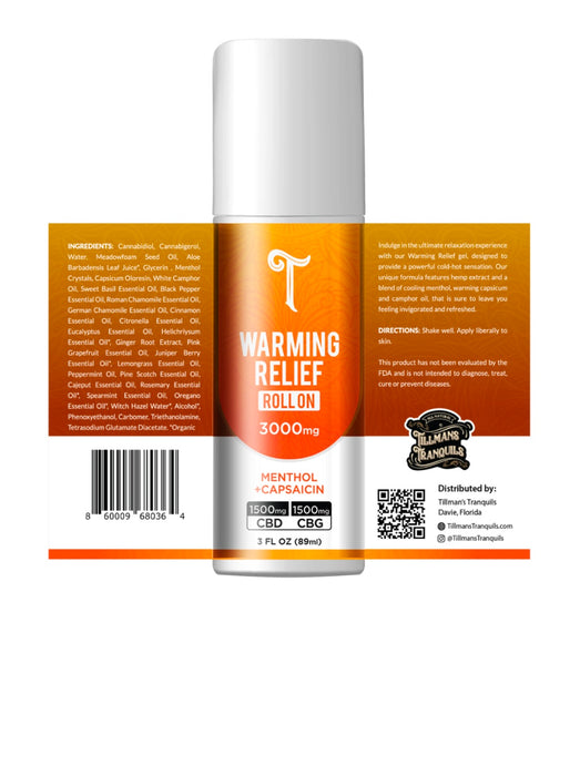 Tillmans Tranquils CBD + CBG Warming Relief Roll On
