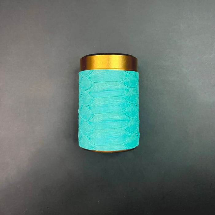 Haus of Topper Objects Tiffany Blue Python/Gold Stash Canister