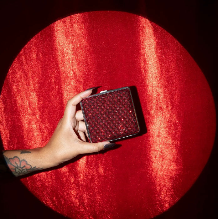 BURNING LOVE Rhinestone Cig Case- Red
