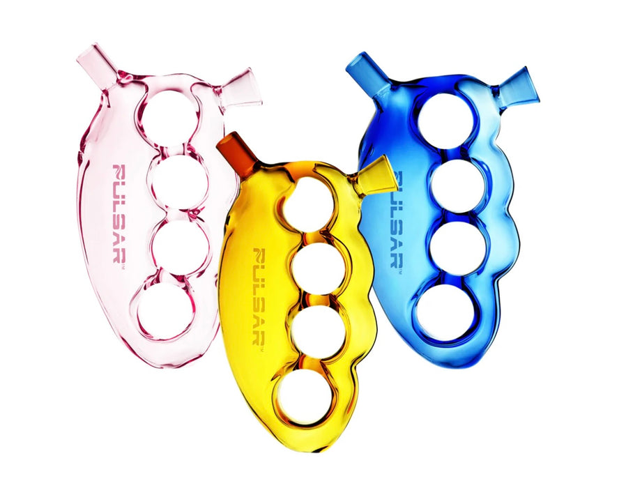 Pulsar Knuckle Bubbler | Glass | 5.5" Transparent Yellow