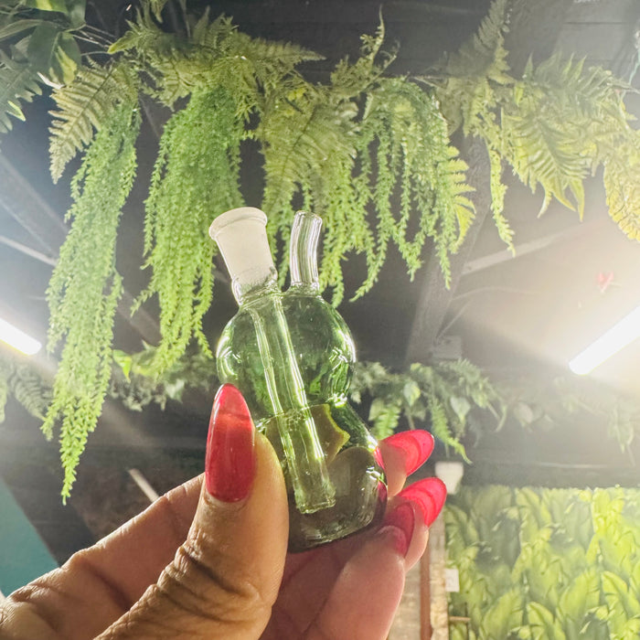 Art Deco Blown Glass Mini Bubbler - GREEN BUBBLES