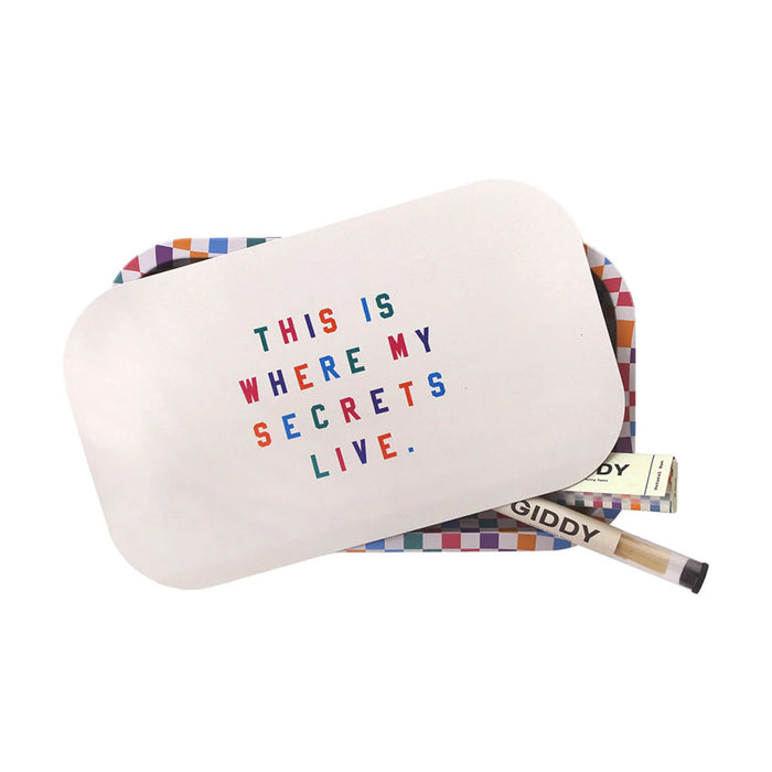 "THIS IS WHERE MY SECRETS LIVE" ROLLING TRAY SET