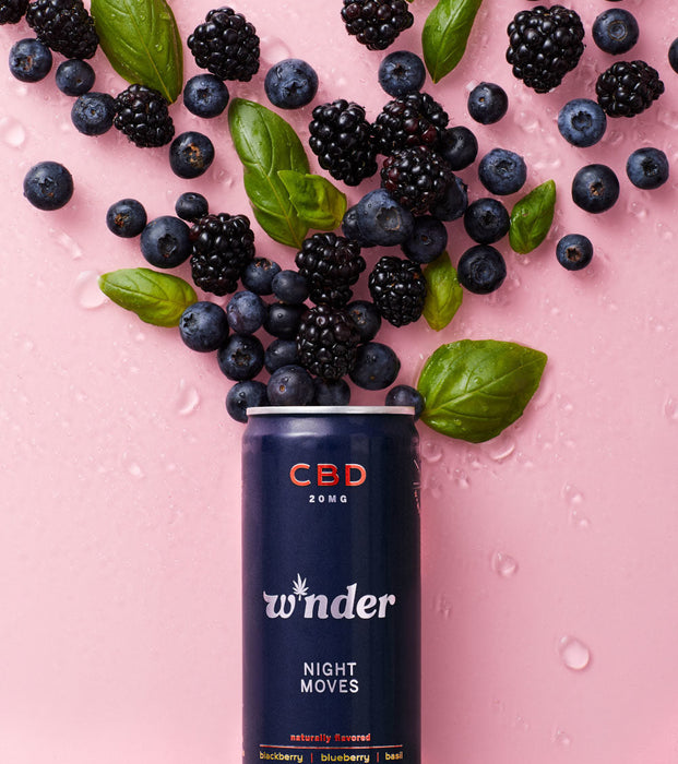 W*nder - Sparkling CBD Night Moves CBD - BOOST ENERGY AND FOCUS  Blackberry, Blueberry & Basil