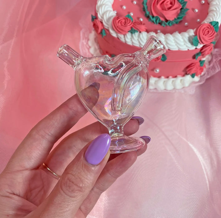 BURNING LOVE Mini Heart Bubbler- iridescent