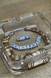 D and S Craftworks Hand Made SQUARE Bamboo Hoop Resin Ashtray "High Maintenance"