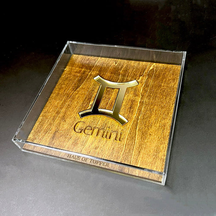 Haus of Topper Objects Gemini Wood & Gold Mirrored Acrylic Rolling Tray