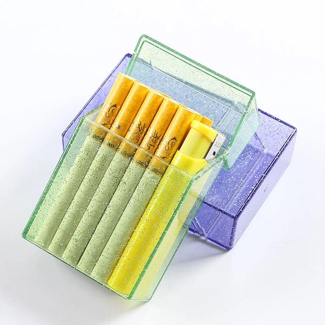 HAPPY BUDS Clear Glitter Crystal Case Joint Holder - BLUE