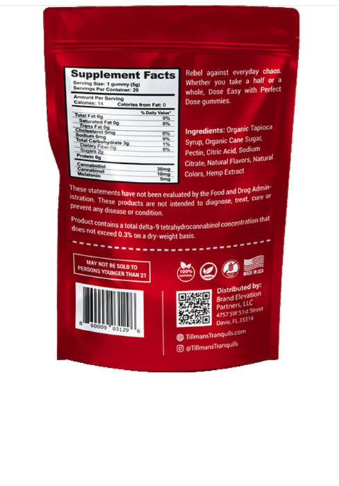 Tillmans Tranquils 0 THC – Melatonin Cherry Sleep Perfect Dose Gummies