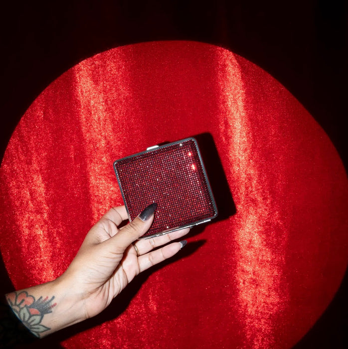 BURNING LOVE Rhinestone Cig Case- Red